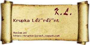 Krupka Lóránt névjegykártya